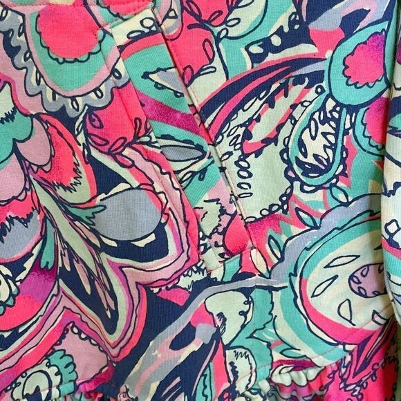 Lilly Pulitzer Killian Popover in Pink Tropics Print Ruffle Half Zip XS Pink Blu - Picture 5 of 8